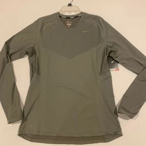 Nike Running Training Dri Fit Top 474043 009 Gray Large Long sleeves New W Tags